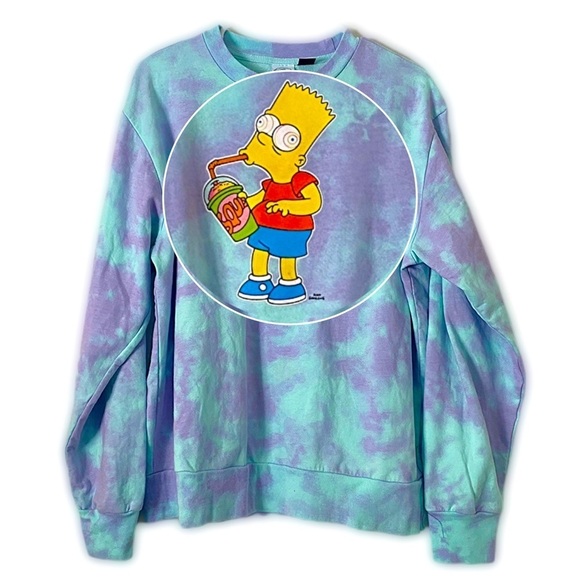 MAD Engine Sweaters - MAD Engine x The Simpsons Bart Pastel Tie-Dye Crewneck Sweatshirt M 90’s Sweater